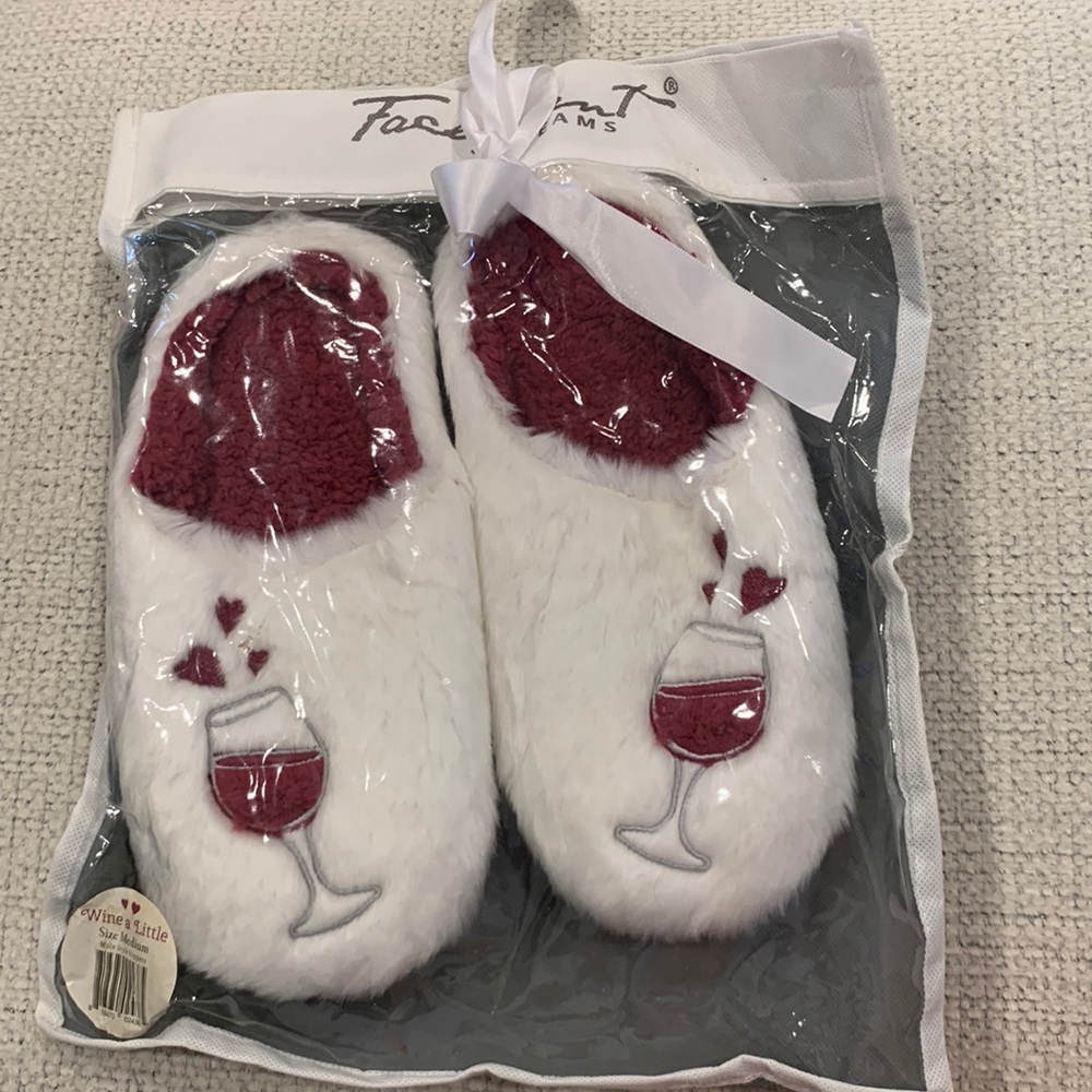 Never worn wine slippers size medium